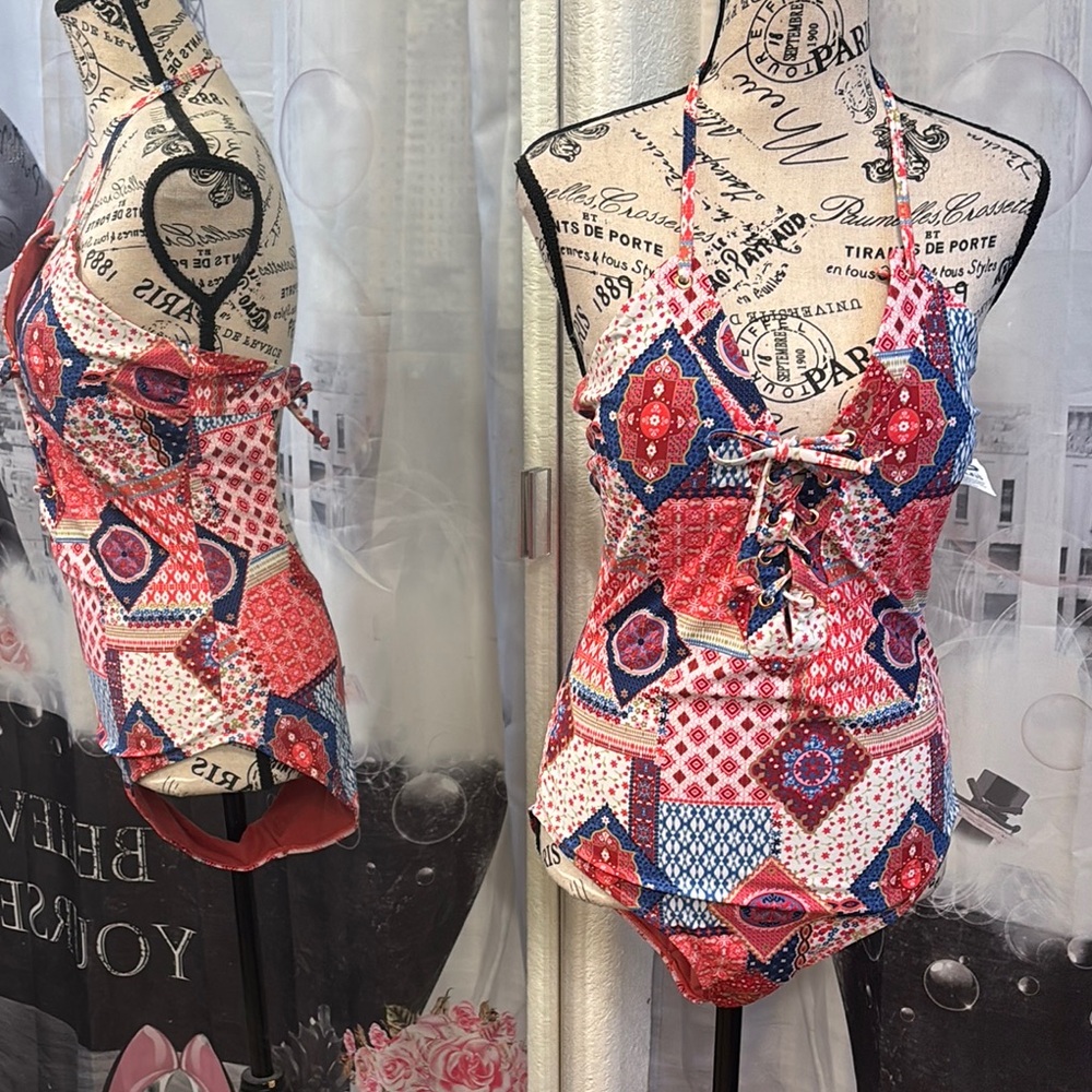 NWT YMI Patchwork One Piece Swimsuit